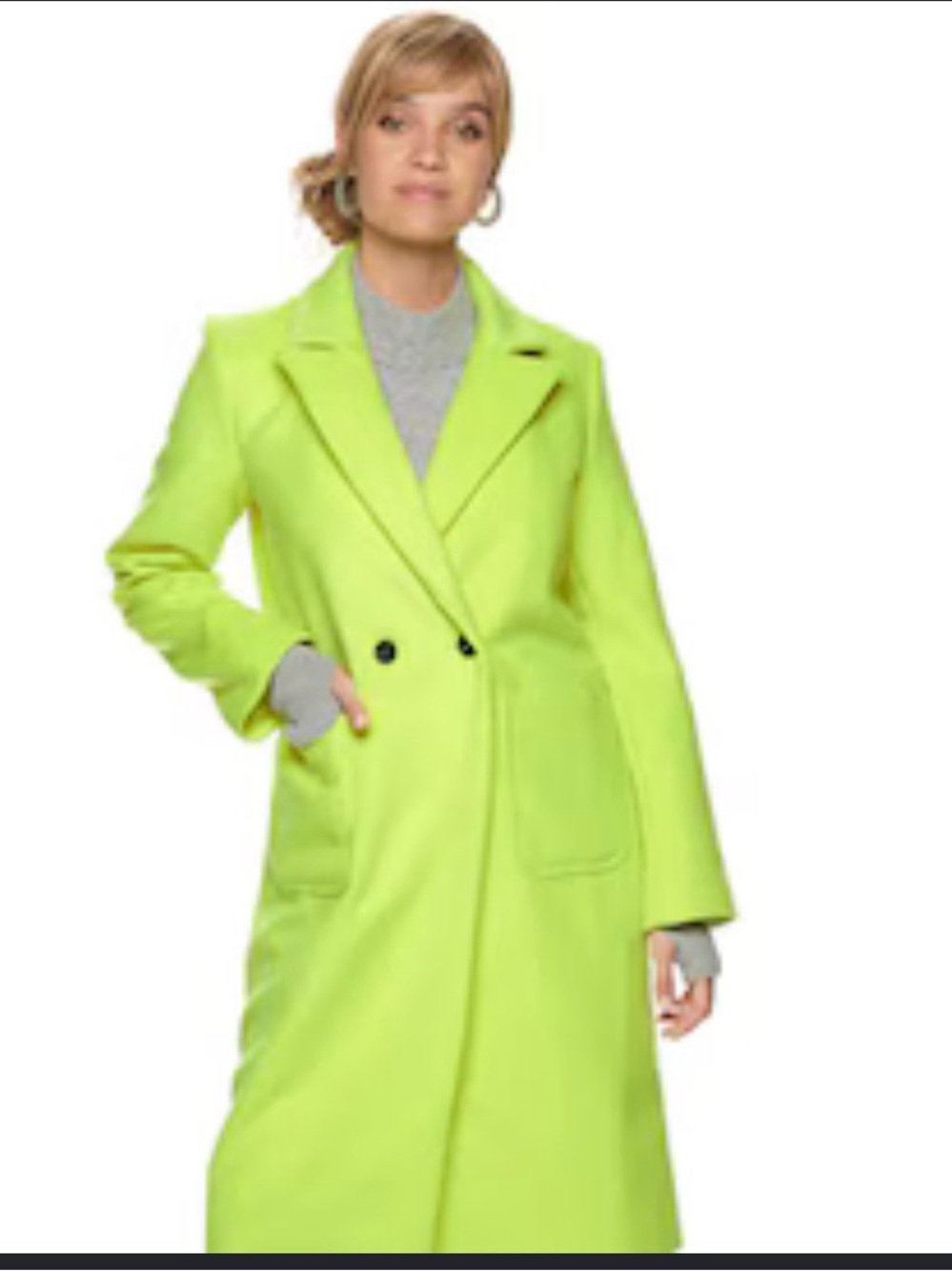 Cara Santana x Apt. 9 Neon Green Double-Breasted Trench Coat